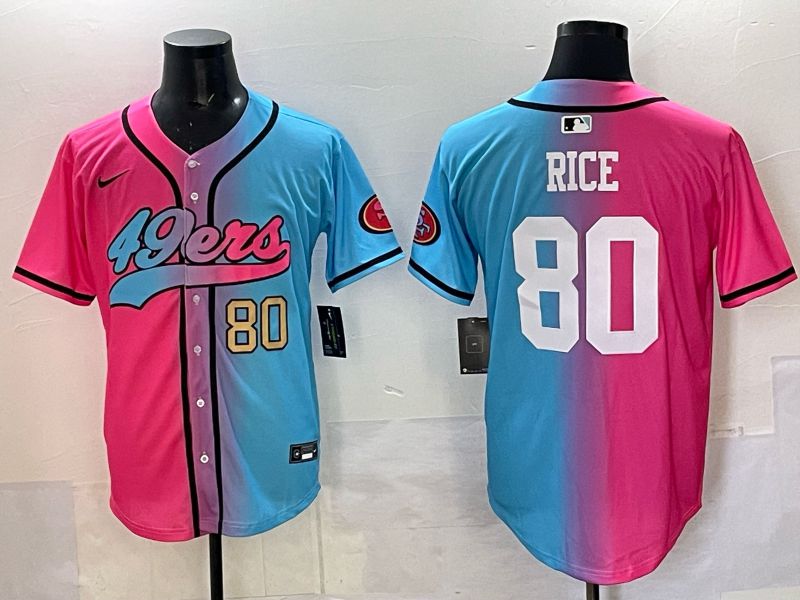Men 2025 San Francisco 49ers #80 Rice Pink Blue Nike Limited NFL Jersey 05->san francisco 49ers->NFL Jersey